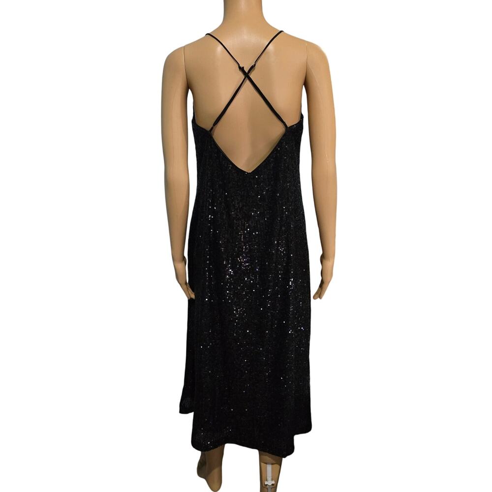 Banana Republic Black Sequin Cocktail Party Dress Size 2 - Picture 5 of 7